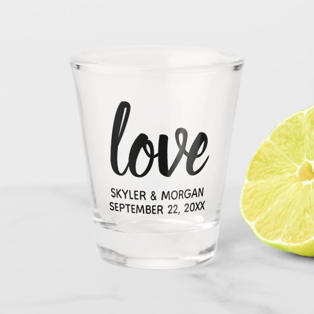 Verre A Shot Mariage personnalisé chic de manuscrit moderne (Devant)