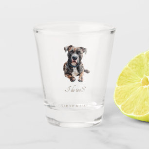 Verre A Shot Mariage personnalisé de chien Pit Bull