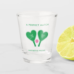 Verre A Shot Mariage Pickleball Vert et Rose Preppy