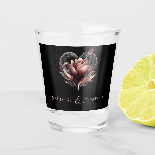 Verre A Shot Mariage-Rose-Noces-Argent/Danse-Pied (Devant)