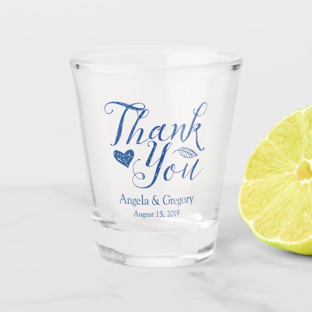 Verre A Shot Mariage Royal Blue Merci Favoriser (Devant)