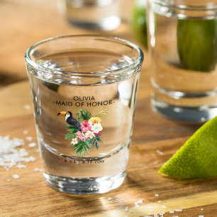 Verre A Shot Mariage Toucan Tropical Bridesmaid Personnalisé