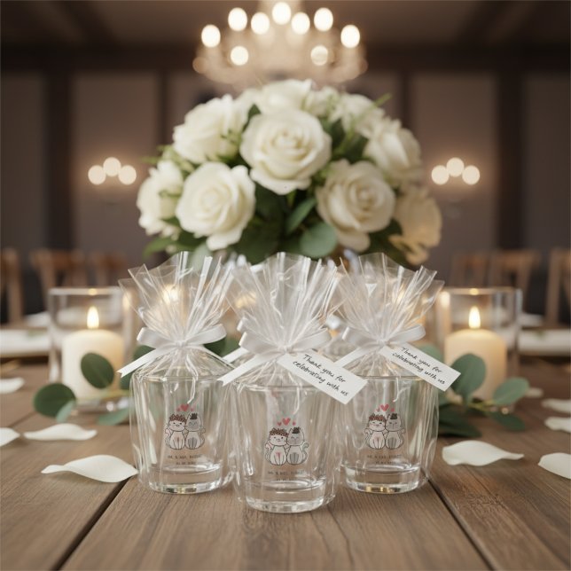 Verre A Shot Mariée De Chat Cute Et Mariage De Groom (Créateur téléchargé)