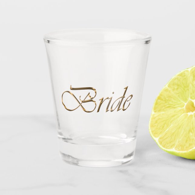Verre A Shot Mariée, écriture or élégant chic clair (Devant)