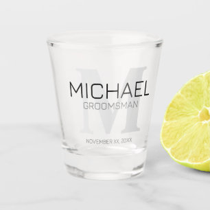 Verre A Shot Masculine Monogramme personnalisé et nom Groomsmen