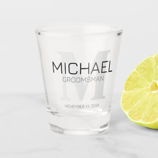 Verre A Shot Masculine Monogramme personnalisé et nom Groomsmen