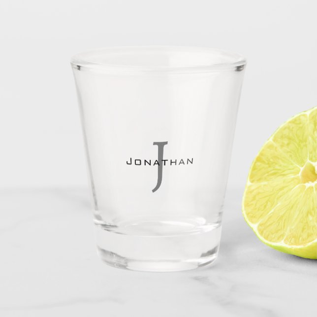 Verre A Shot Masculine noir et blanc initial + nom Monogramme (Devant)