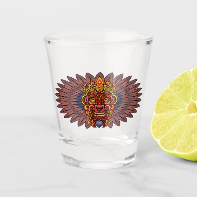 Verre A Shot Masque rituel du roi guerrier tribal (Devant)