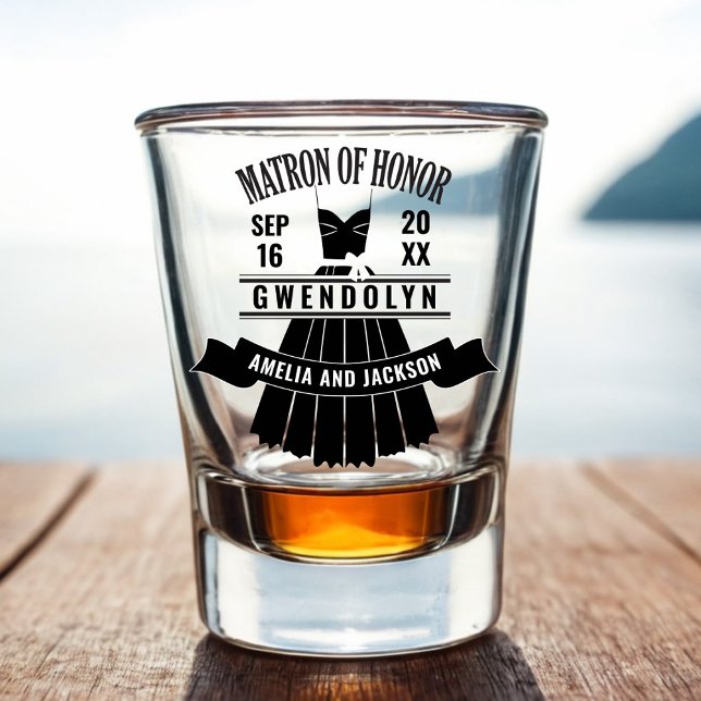 Verre A Shot Matron d'honneur robe personnalisée Mariage Faveur (Maid of Honor Custom Dress Wedding Gift Shot Glass)