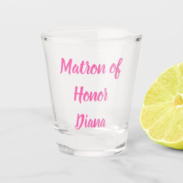 Verre A Shot Matron d'honneur rose Nom personnalisé Cadeaux Mar (Devant)