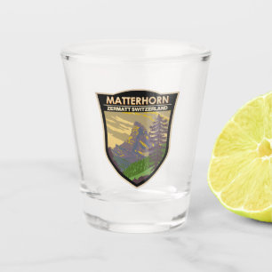 Verre A Shot Matterhorn Suisse Travel Art Vintage