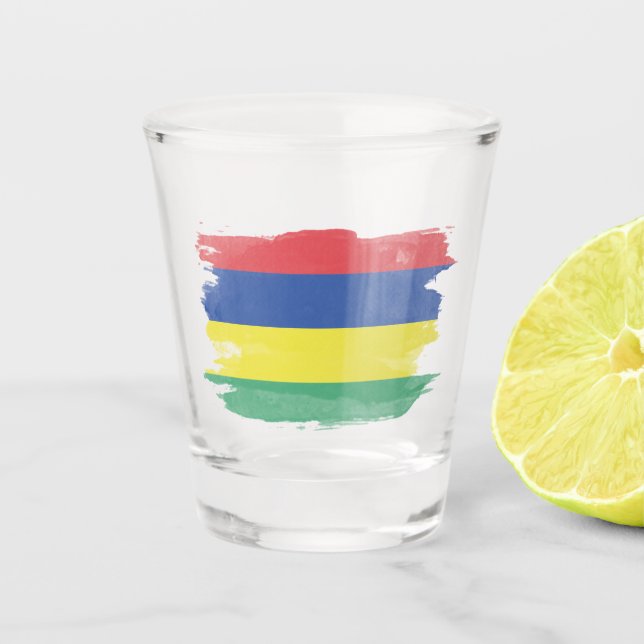 Verre A Shot Mauritius flag brush stroke, national flag (Devant)