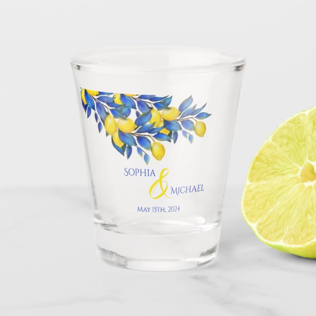 Verre A Shot Méditerranéen-Citrons-Mariage-Argent/Dance de tir (Devant)