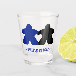 Verre A Shot Meeps en Love, Bleu & Black Shot Glass