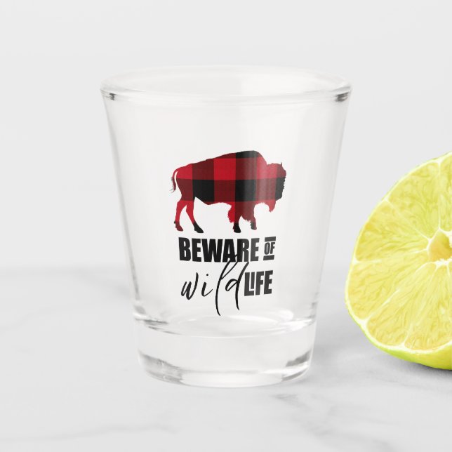 Verre A Shot Méfiez-vous du bison sauvage Plaid ID669 (Devant)