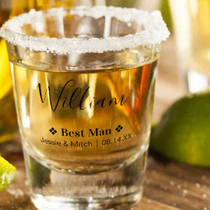 Verre A Shot Meilleur Mariage date et noms Personnalisé