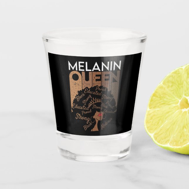 Verre A Shot Melanin Afro Queen Word Art (Devant)