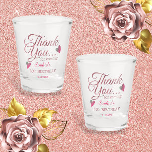 Verre A Shot Merci d'or rose 50e fête d'anniversaire Faveurs
