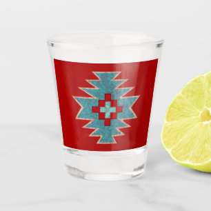 Verre A Shot Mesas sud-ouest Rouge et Turquoise