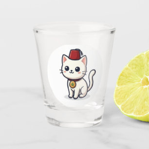 Verre A Shot Mignon chat Kawaii marocain avec autocollant Fez