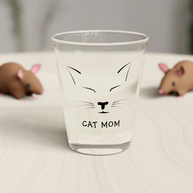 Verre A Shot Mignonne Chat Kitty Dormir Nom de la maman (Purrfect shot glass for the cat mom in your life (or cat dad) just add their name!)