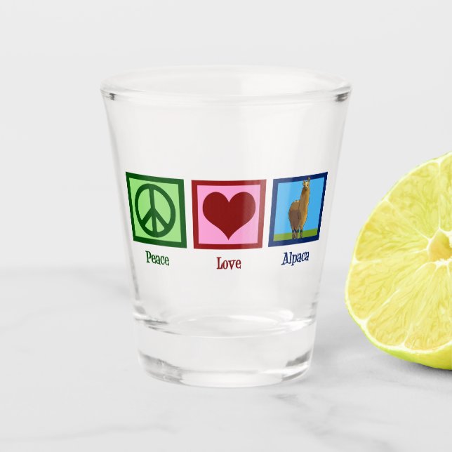 Verre A Shot Mignonne Peace Love Alpaca (Devant)