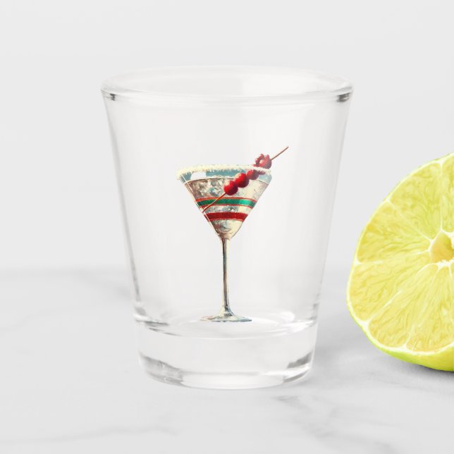 Verre A Shot Milieu du siècle moderne Cranberry Martini (Devant)