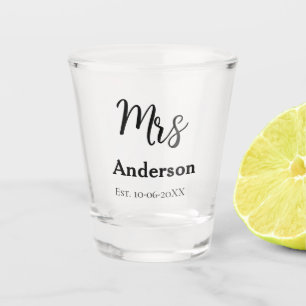 Verre A Shot Mme mariée mariée mariée nom date année est. Simpl