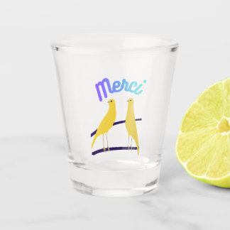 Verre A Shot Modern Canary & "Merci" - Japandi Style Art