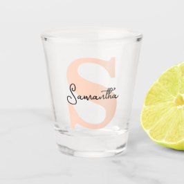 Verre A Shot Moderne Elégant Personnalisé Monogramme rose initi