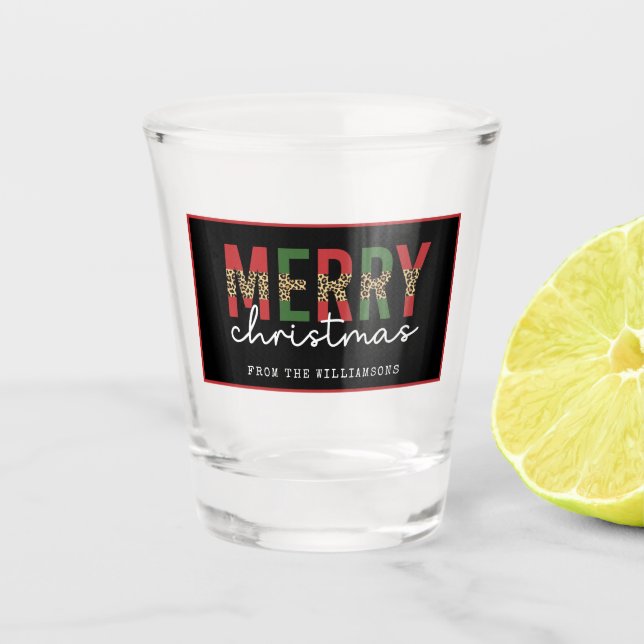 Verre A Shot Moderne Joyeux Empreinte de léopard de Noël minima (Devant)