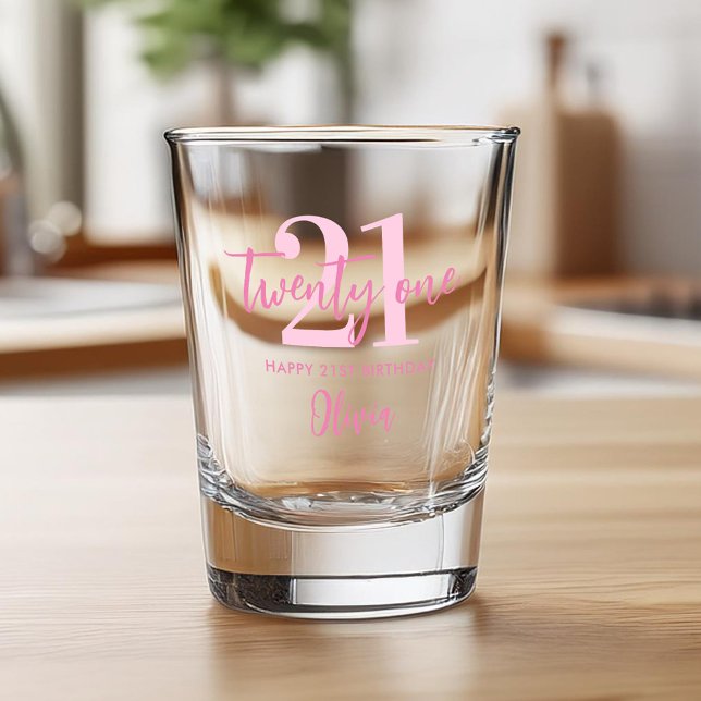 Verre A Shot Moderne rose élégant 21e anniversaire (Créateur téléchargé)