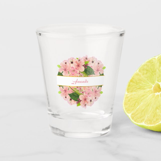 Verre A Shot Moderne Rose Pâle Or Mariage  (Devant)