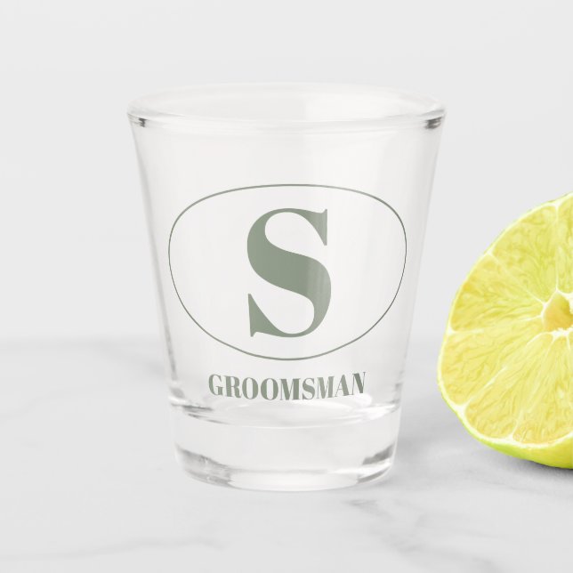 Verre A Shot Moderne simple Monogramme Groomsmen Mariage cadeau (Devant)