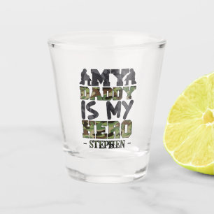 Verre A Shot Mon Papa Est Mon Héros - Camouflage Lettres