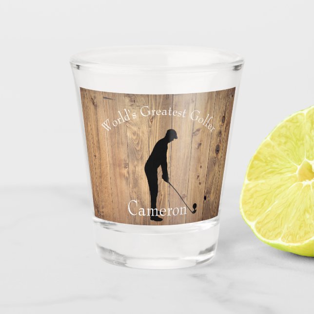 Verre A Shot Mondes plus grande silhouette de Golfeur sur la cl (Devant)