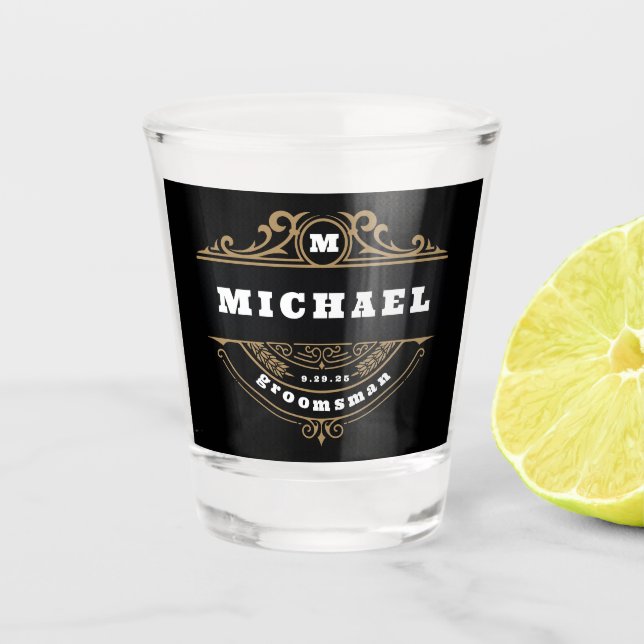 Verre A Shot Monogramme Baroque Noir et Blanc Bachelor Party (Devant)