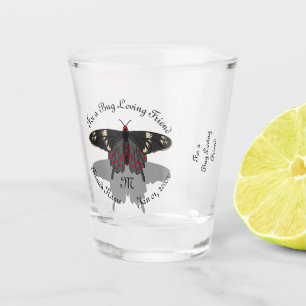 Verre A Shot Monogramme de l'ombre du papillon Rose Crimson