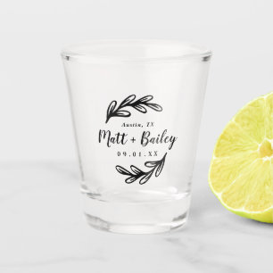 Verre A Shot Monogramme de mariage Bold Branch