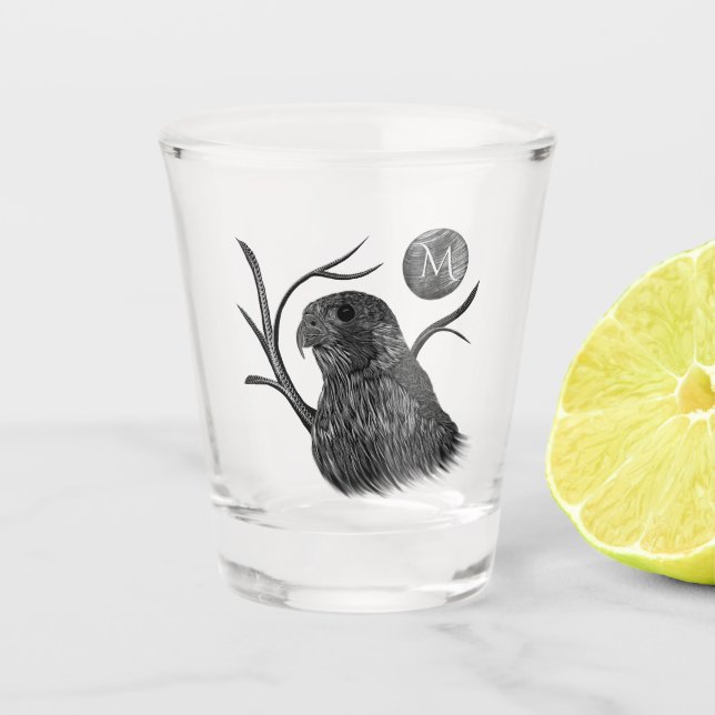 Verre A Shot Monogramme de Pleine lune de faucon (Devant)