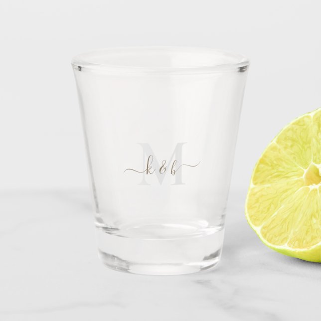 Verre A Shot Monogramme de script mariage (Devant)