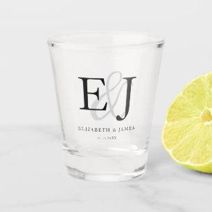 Verre A Shot Monogramme Élégant de Couple avec Esperluette pour