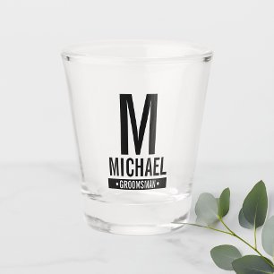 Verre A Shot Monogramme et nom du Groomsman personnalisé