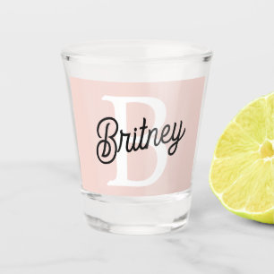 Verre A Shot Monogramme et nom personnalisé moderne Pastel Pink