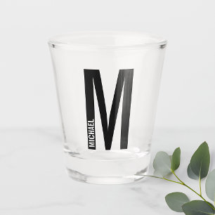 Verre A Shot Monogramme et nom personnalisés modernes