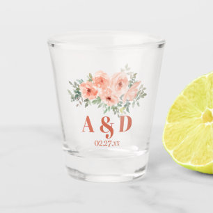 Verre A Shot Monogramme floral de la Pêche à l'aquarelle