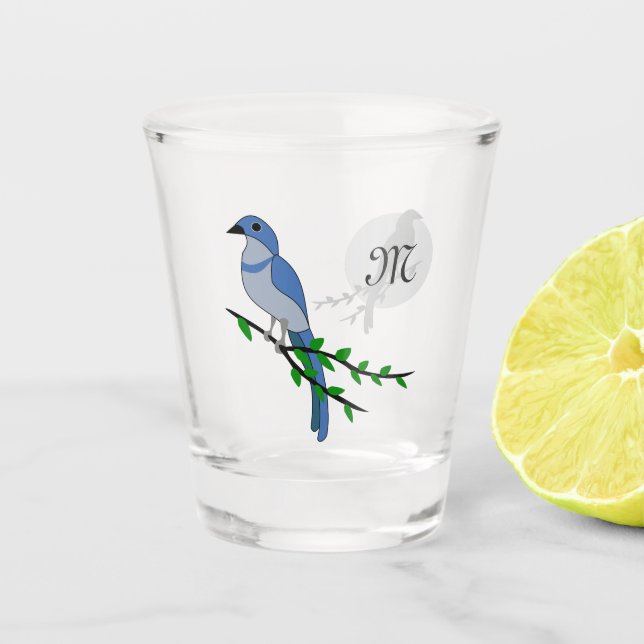Verre A Shot Monogramme Floride Scrub Jay (Devant)
