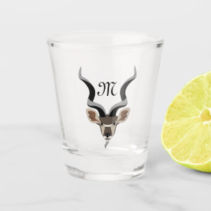 Verre A Shot Monogramme illustré de la tête du Grand Kudu