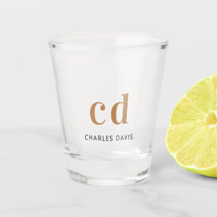 Verre A Shot Monogramme initiales script or noir