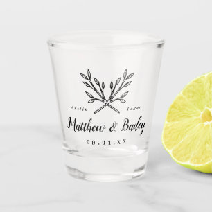 Verre A Shot Monogramme Mariage de branches rustiques